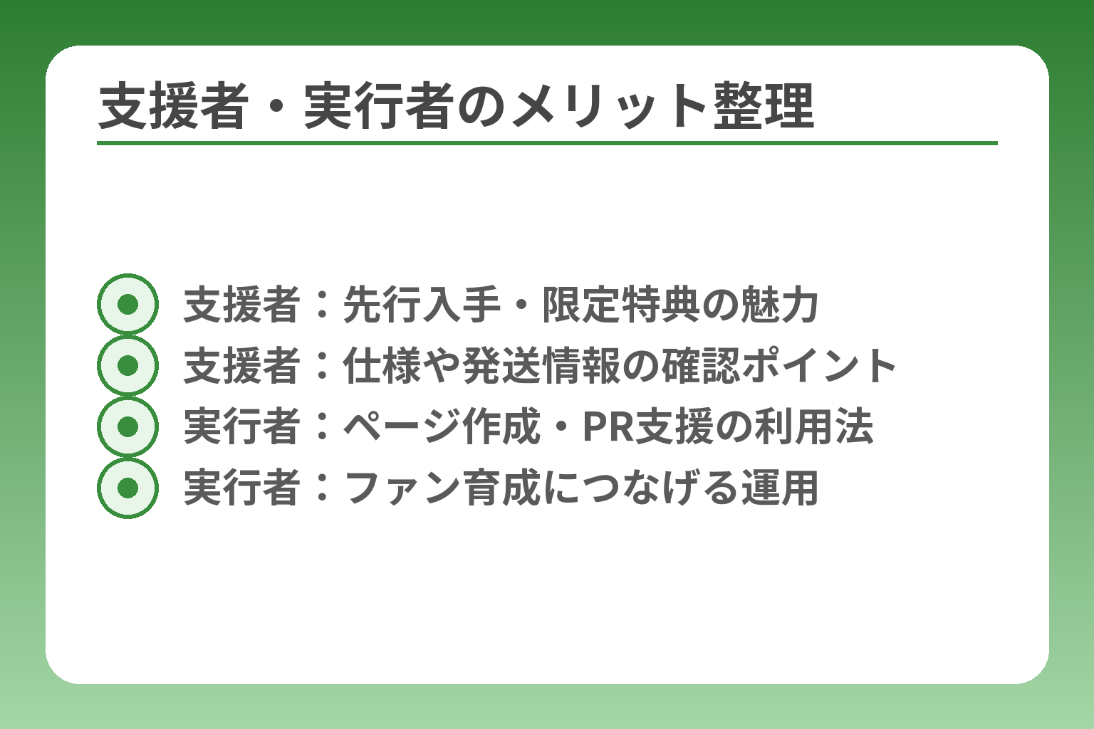 支援者・実行者のメリット整理