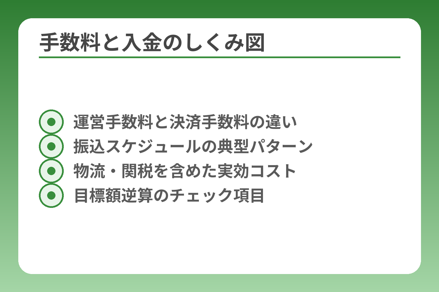 手数料と入金のしくみ図