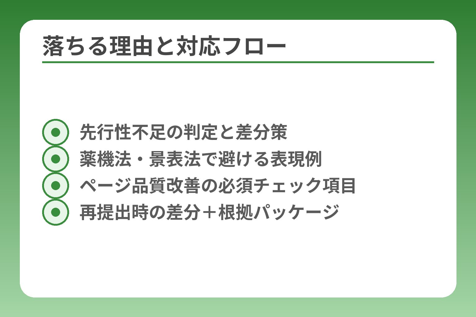 落ちる理由と対応フロー