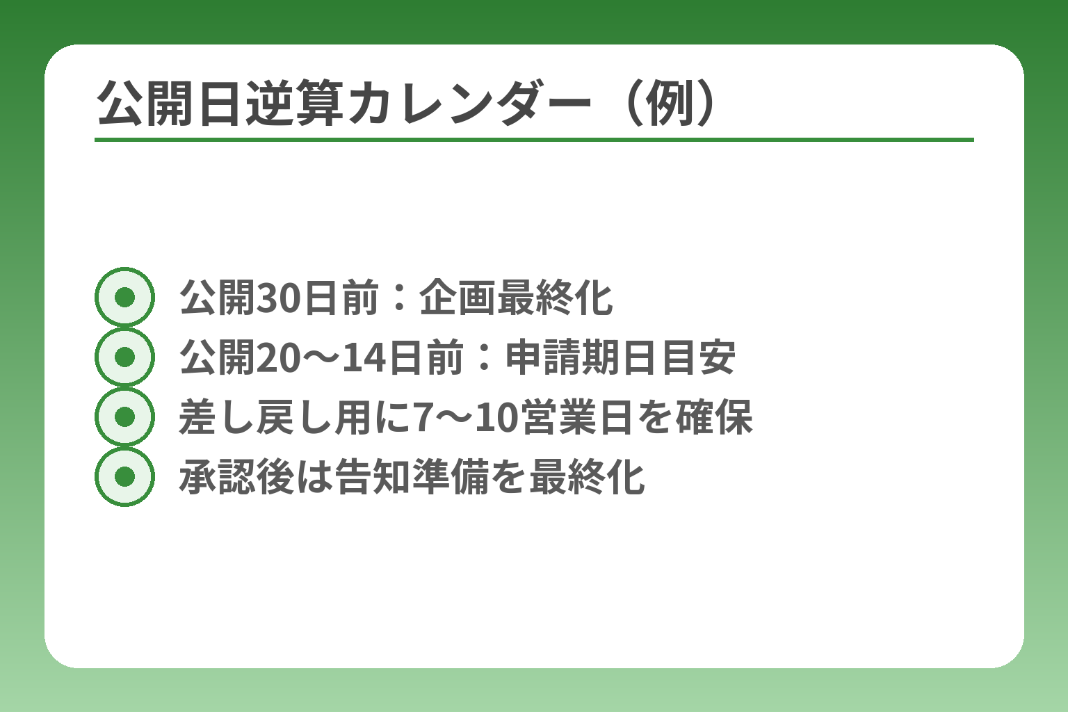 公開日逆算カレンダー（例）