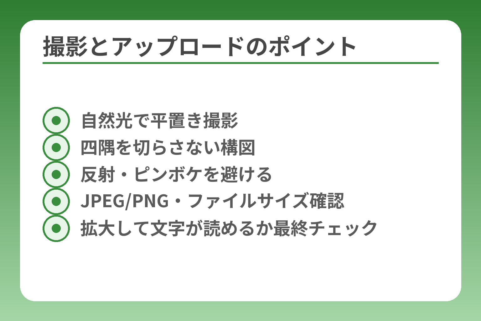 撮影とアップロードのポイント