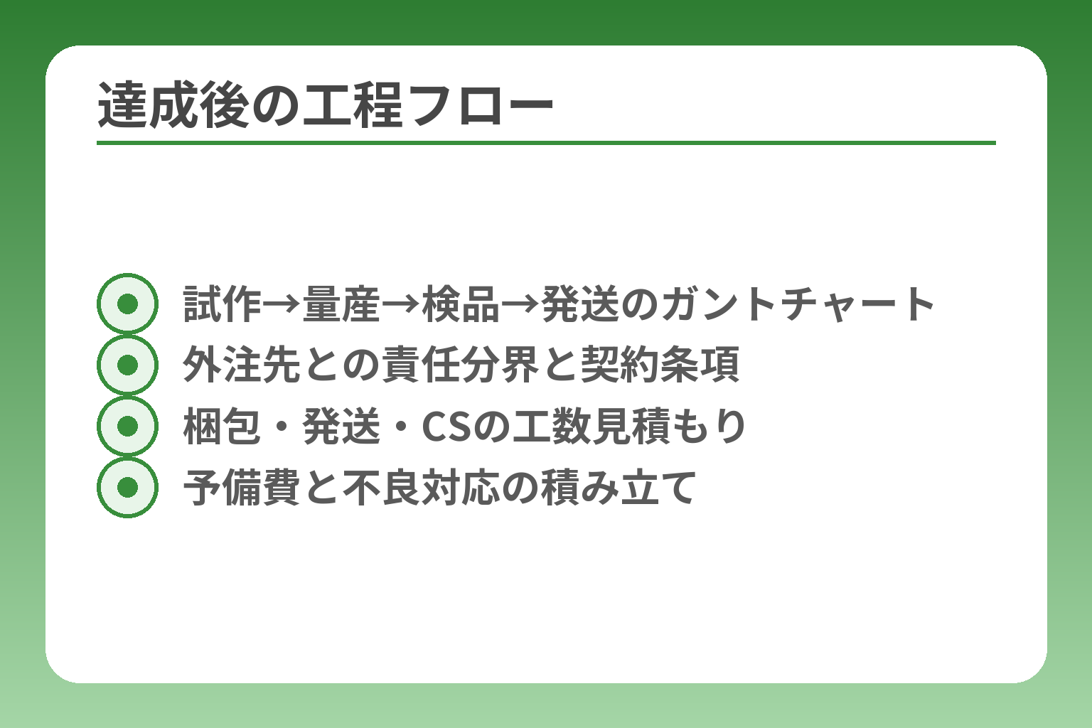 達成後の工程フロー