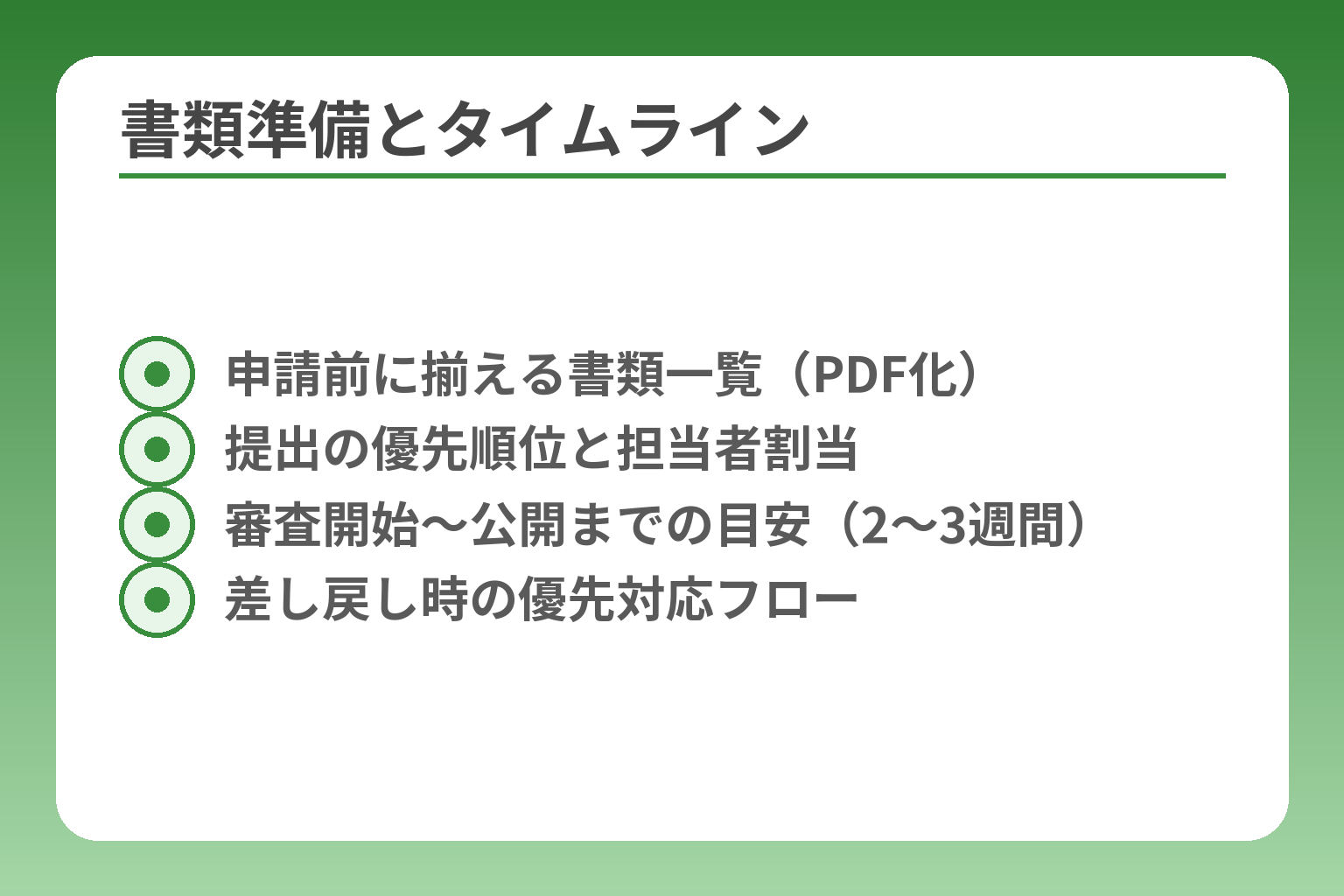 書類準備とタイムライン