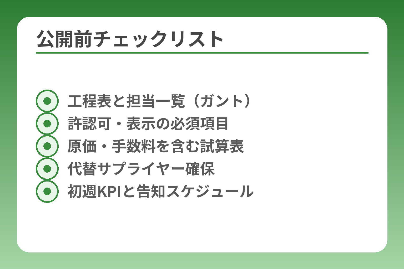 公開前チェックリスト
