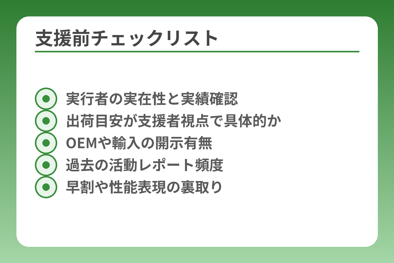 支援前チェックリスト
