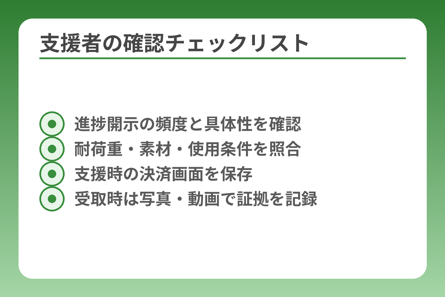 支援者の確認チェックリスト