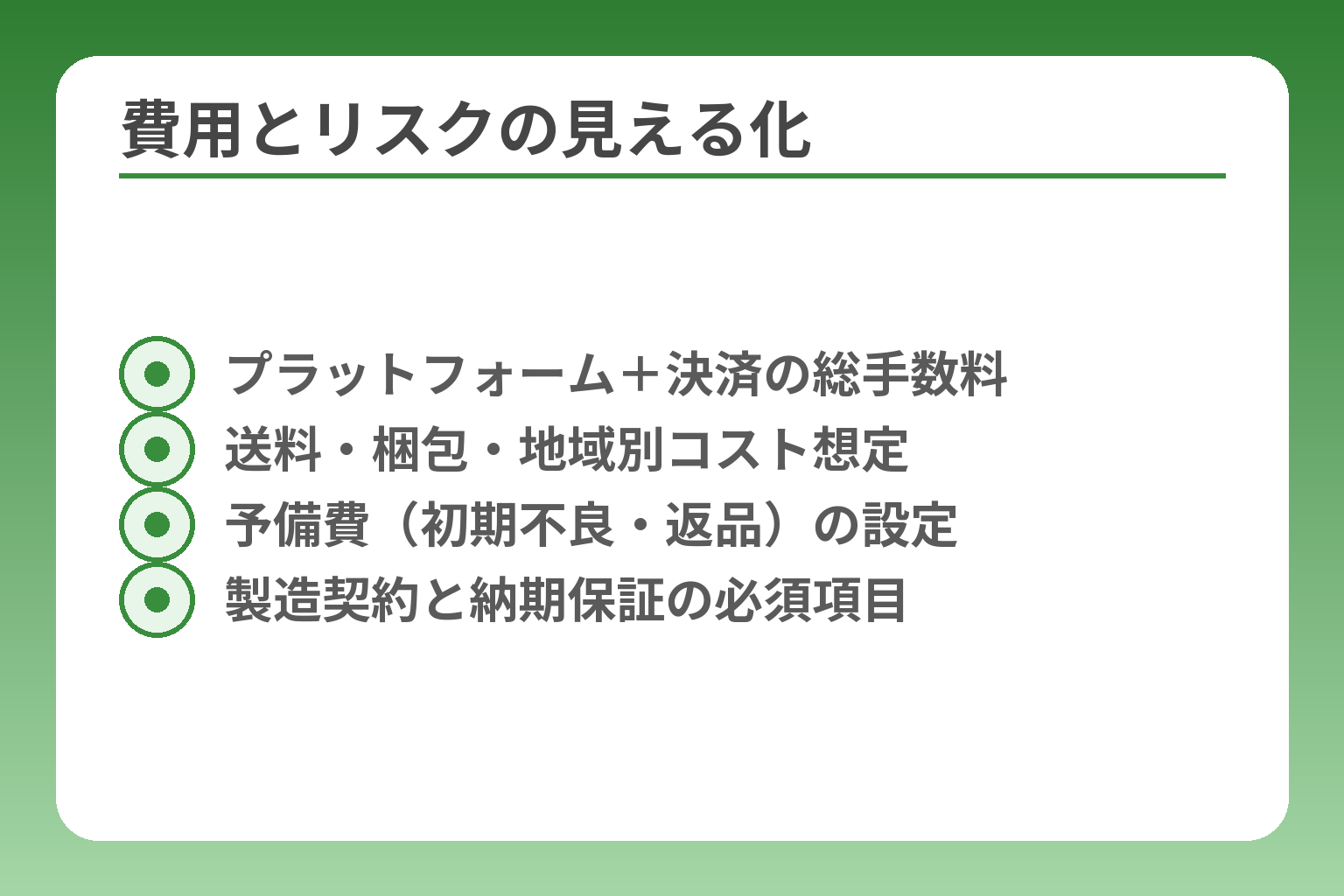 費用とリスクの見える化