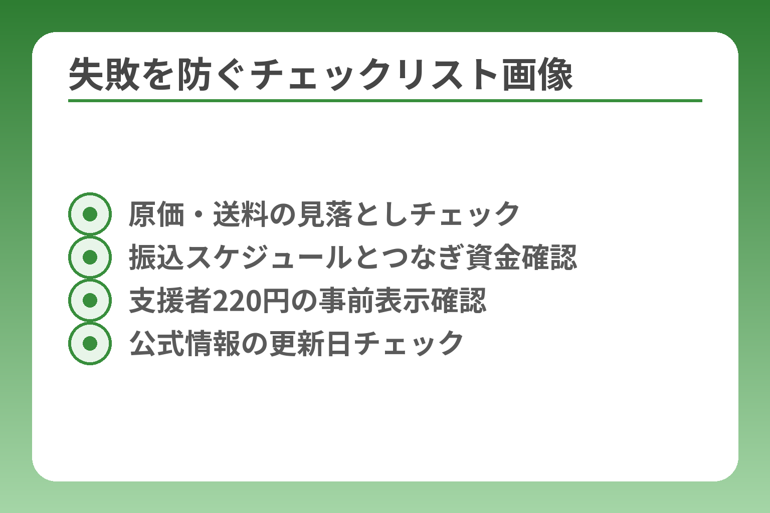 失敗を防ぐチェックリスト画像