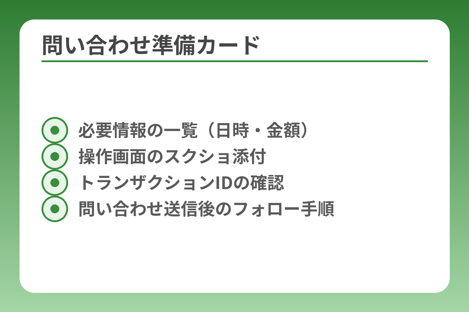 問い合わせ準備カード