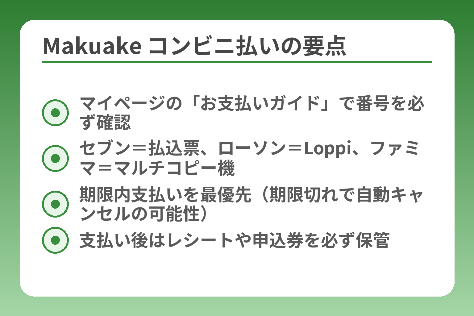 Makuake コンビニ払いの要点