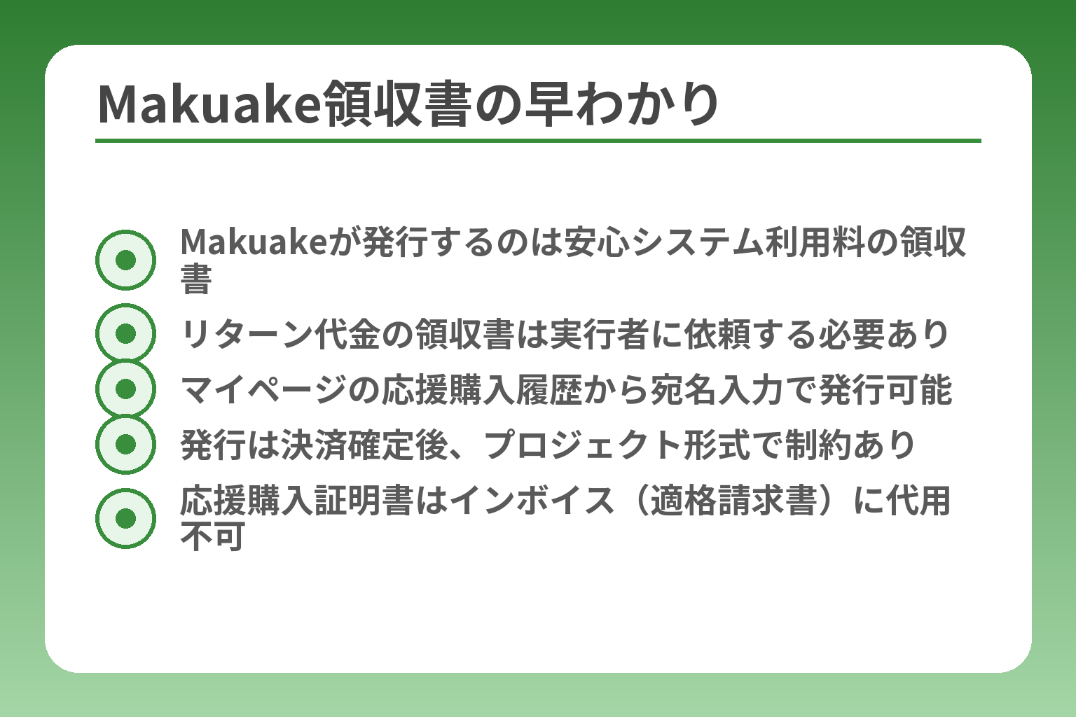 Makuake領収書の早わかり