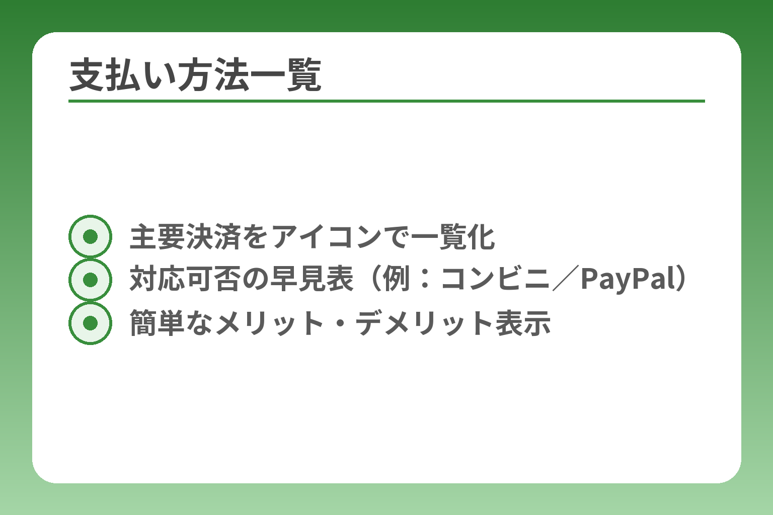 支払い方法一覧