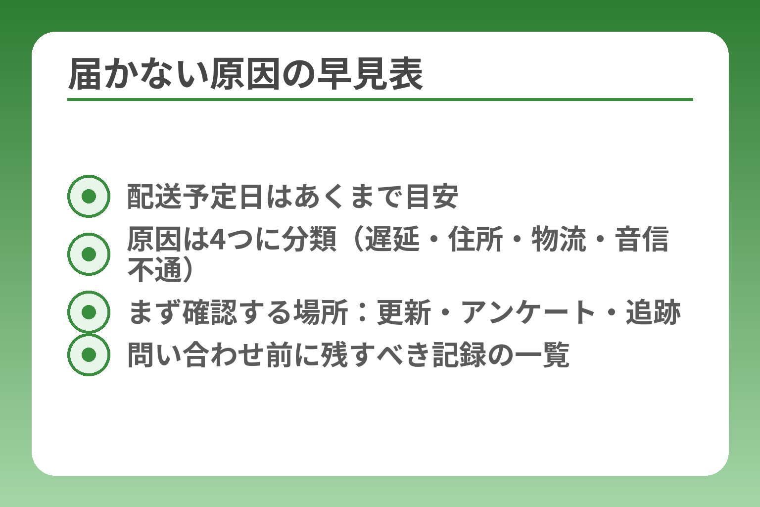 届かない原因の早見表