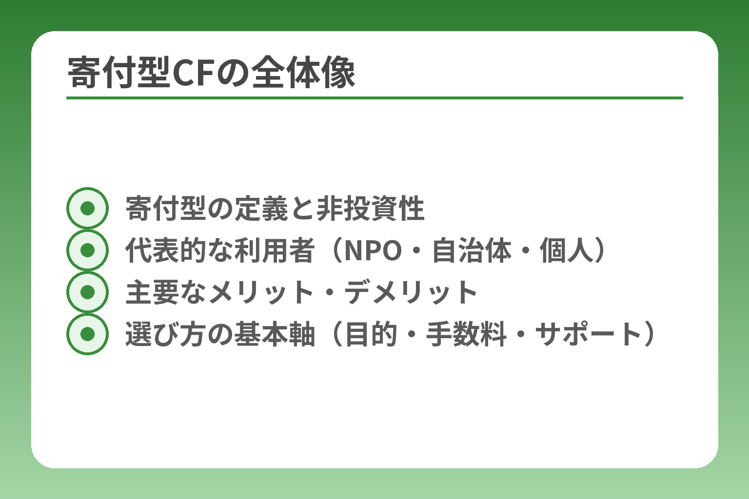 寄付型CFの全体像