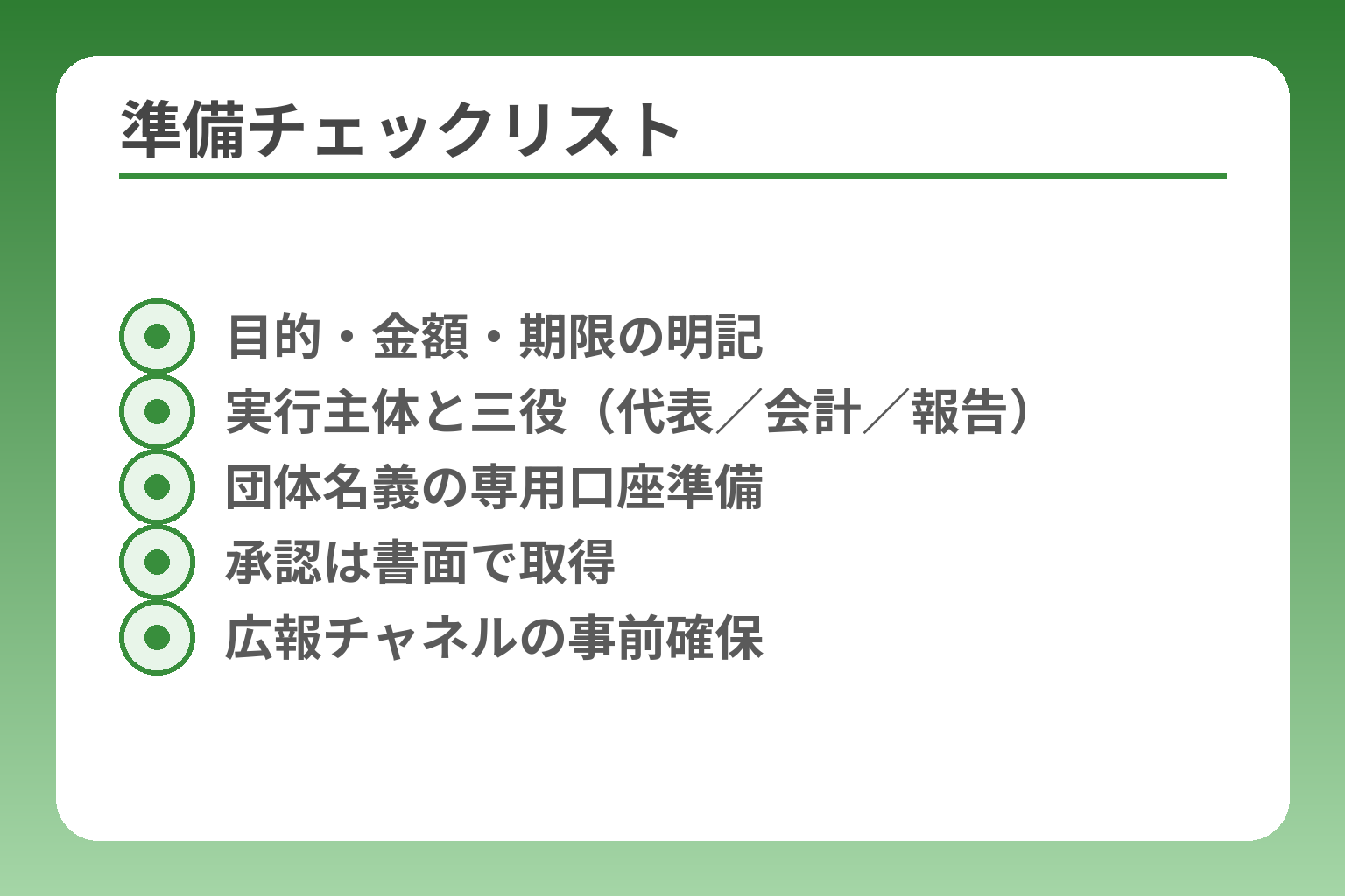 準備チェックリスト