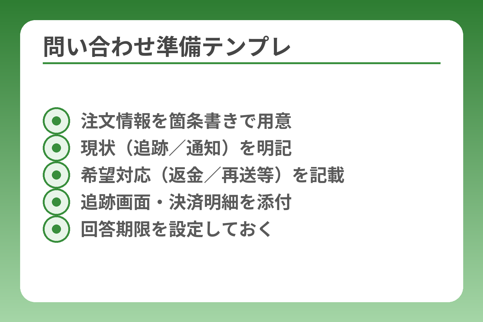 問い合わせ準備テンプレ