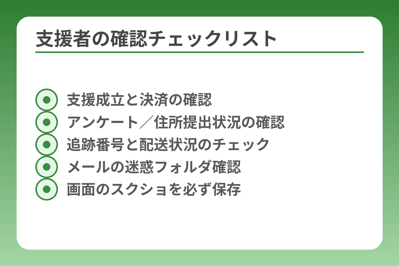 支援者の確認チェックリスト