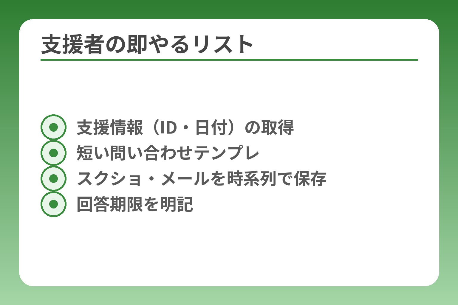 支援者の即やるリスト