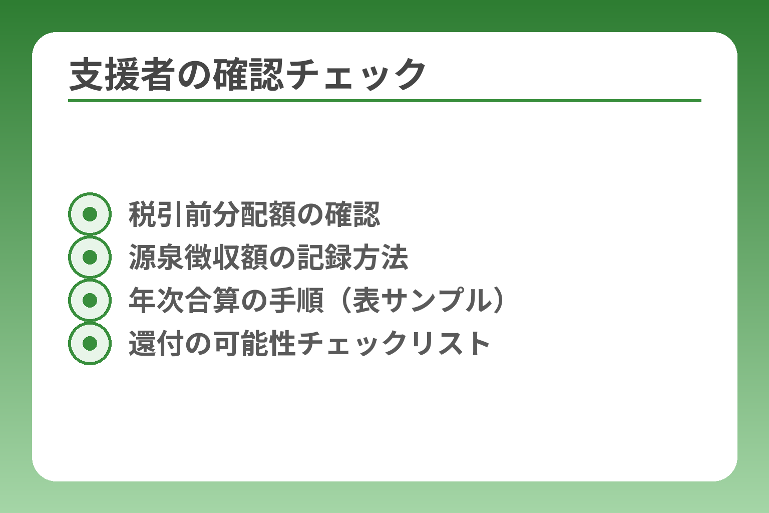 支援者の確認チェック