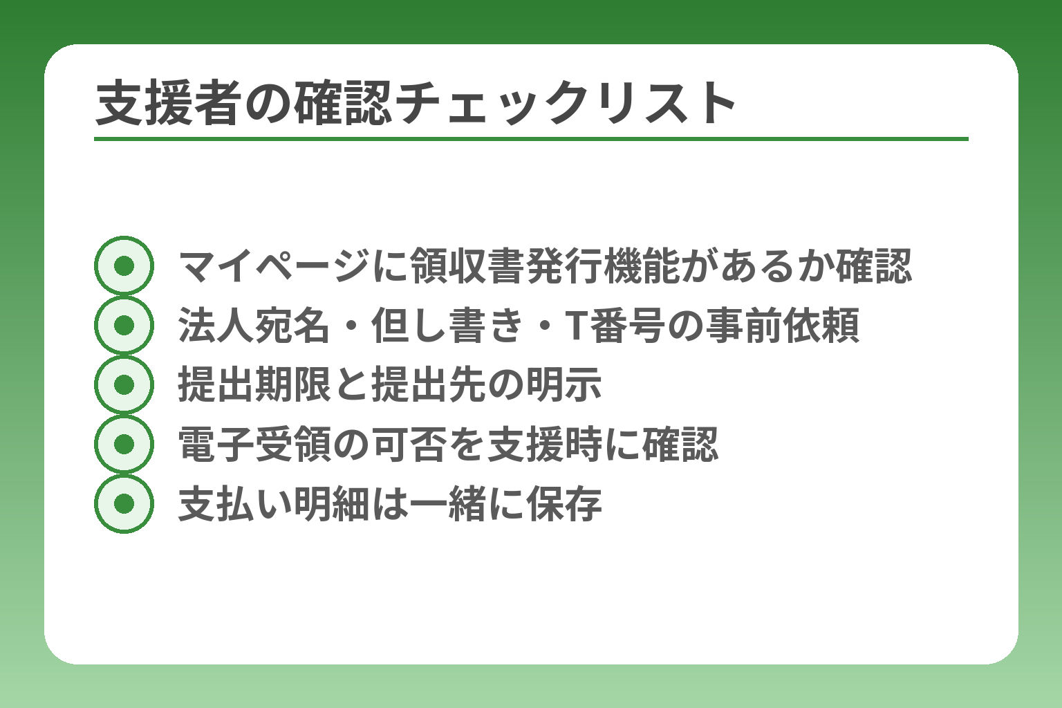 支援者の確認チェックリスト