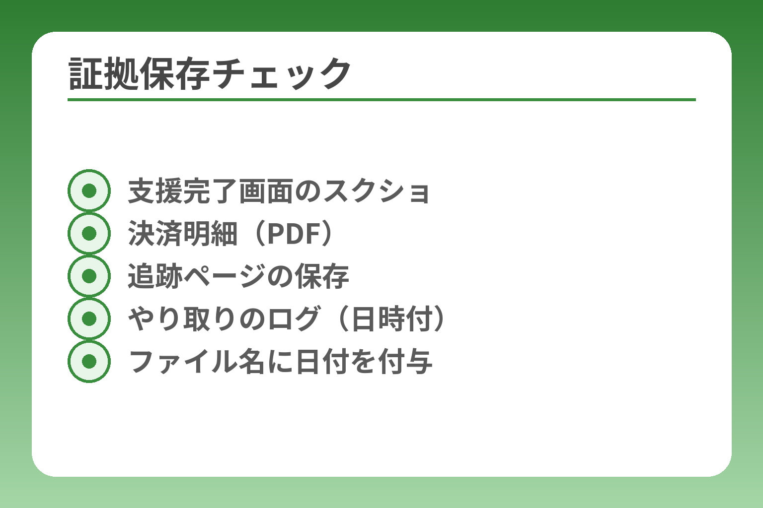 証拠保存チェック