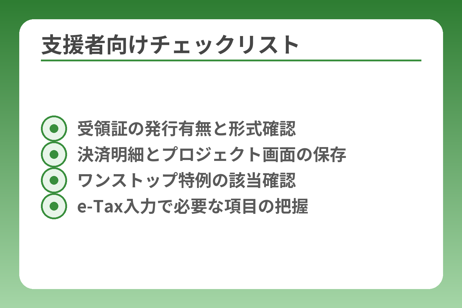 支援者向けチェックリスト