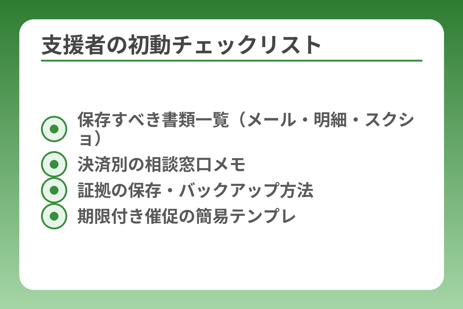 支援者の初動チェックリスト