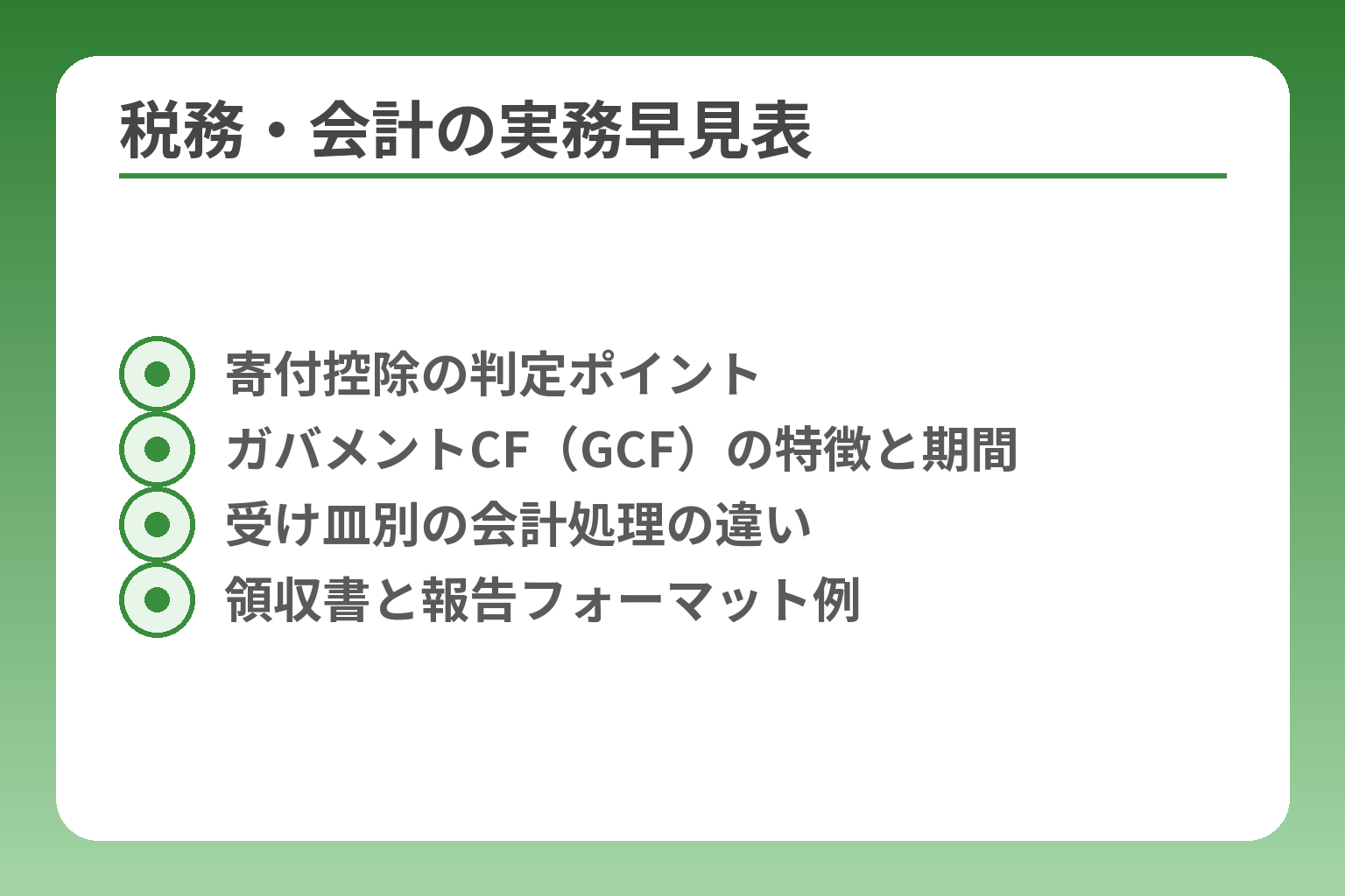税務・会計の実務早見表