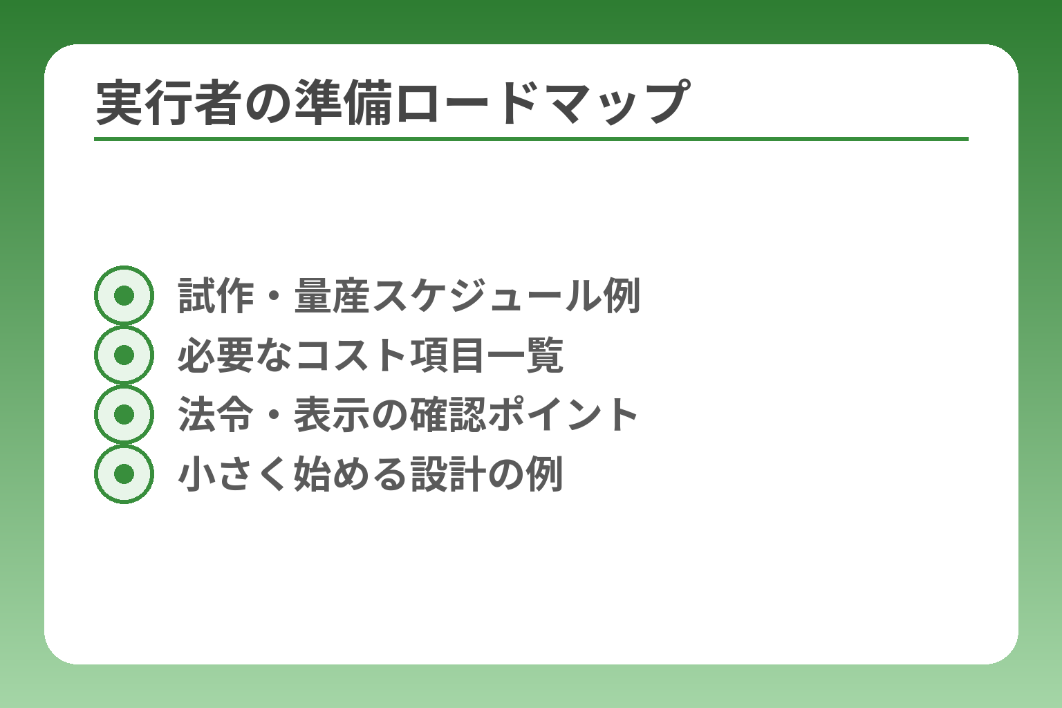 実行者の準備ロードマップ