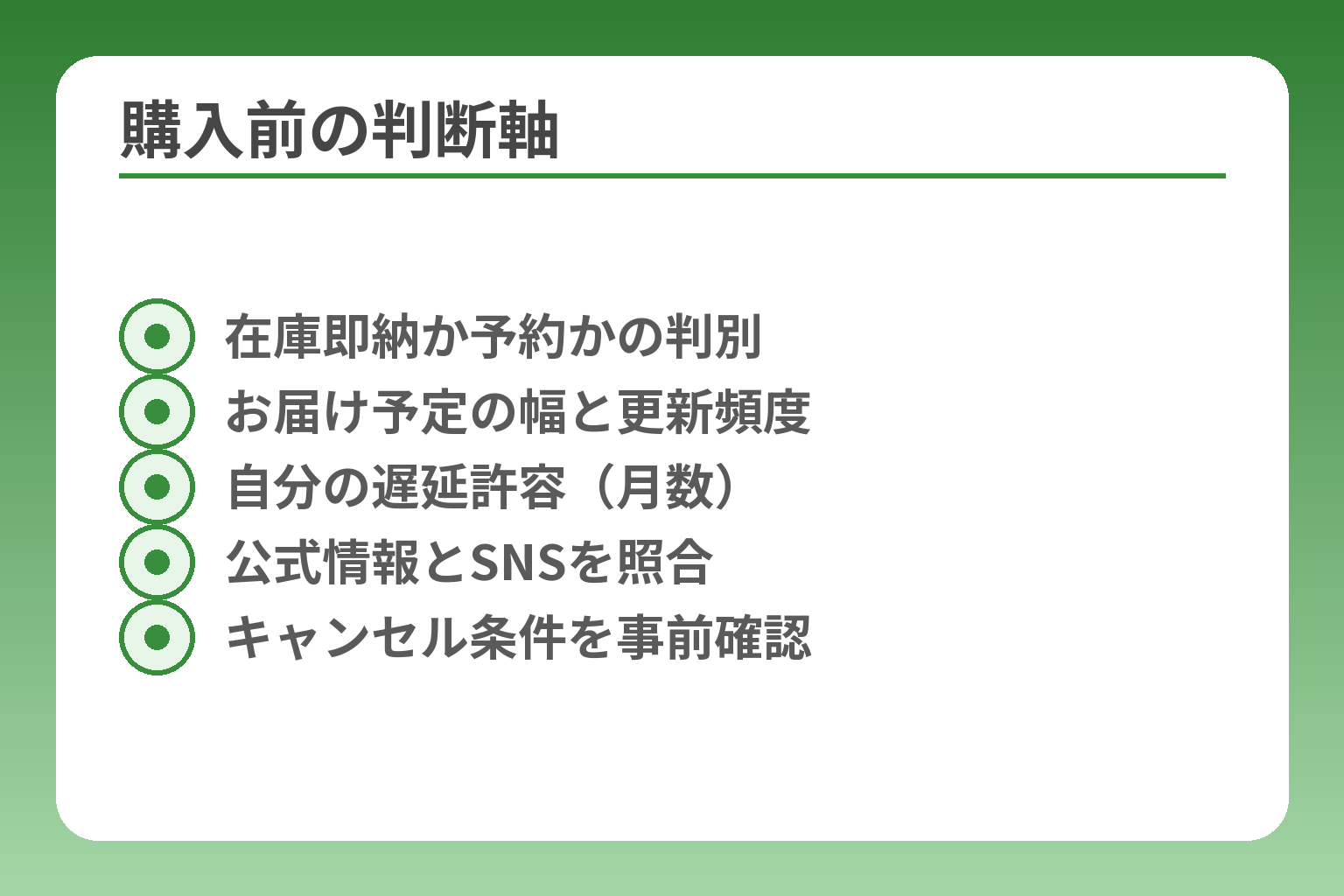 購入前の判断軸