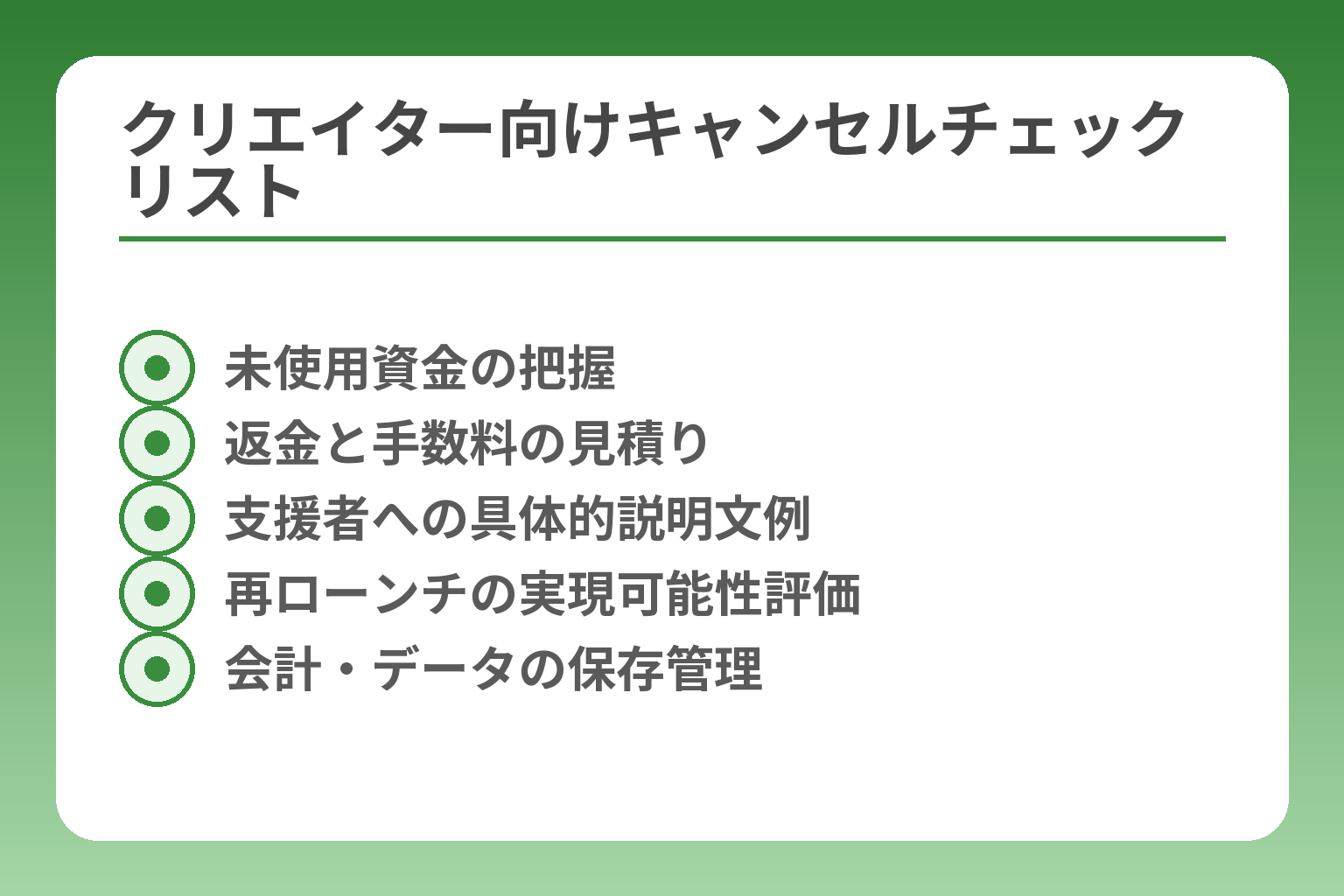 クリエイター向けキャンセルチェックリスト