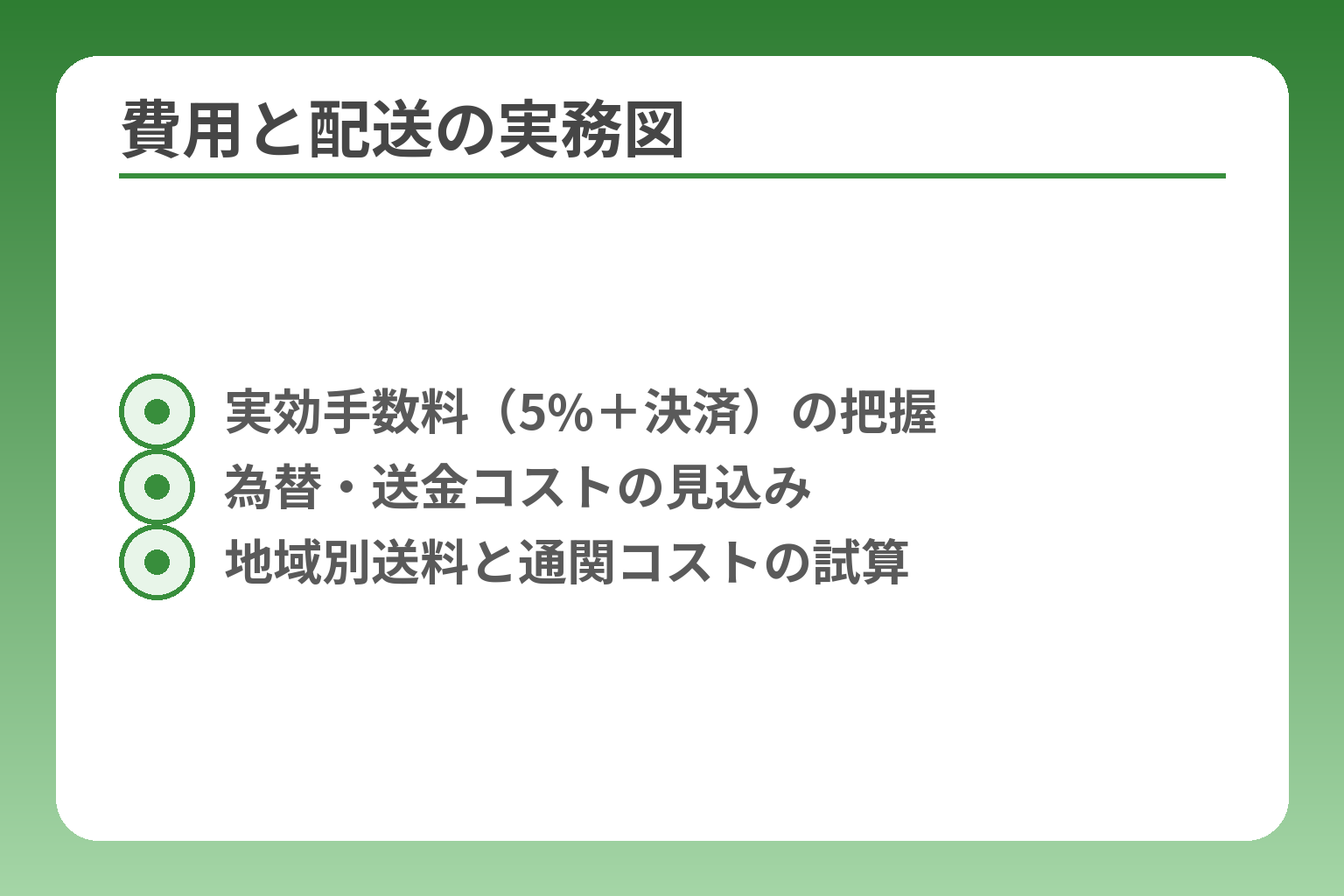 費用と配送の実務図