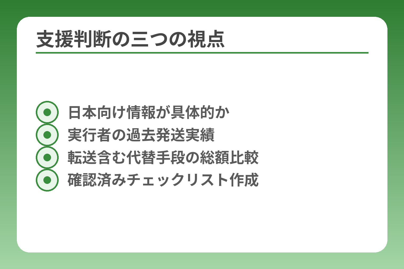 支援判断の三つの視点