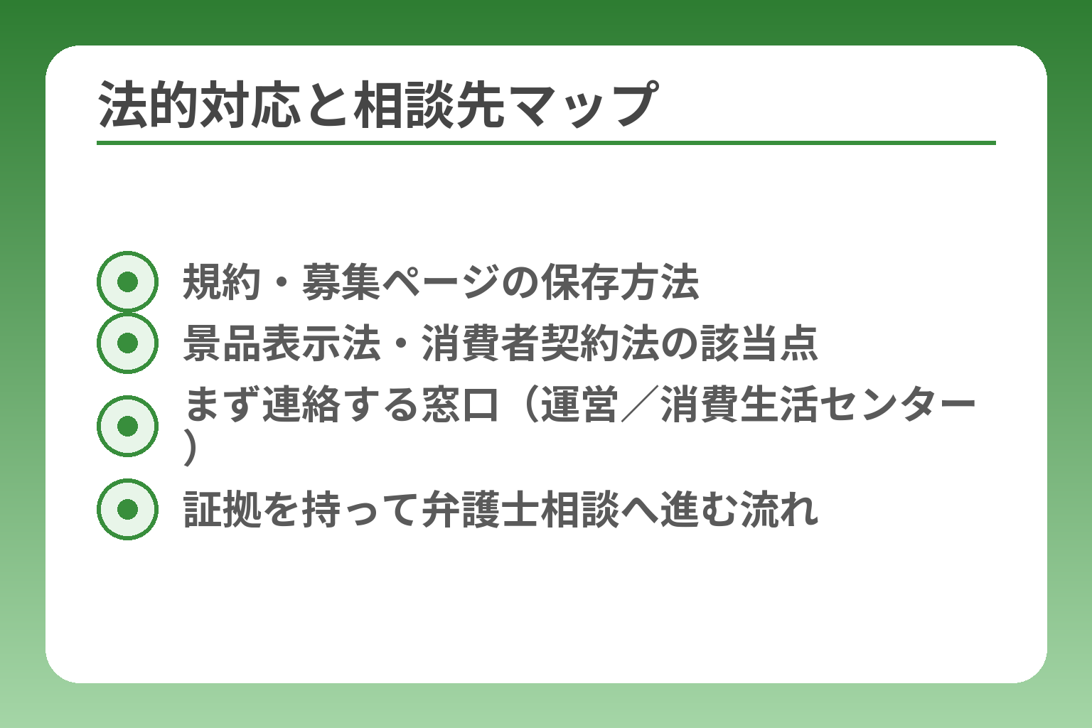 法的対応と相談先マップ