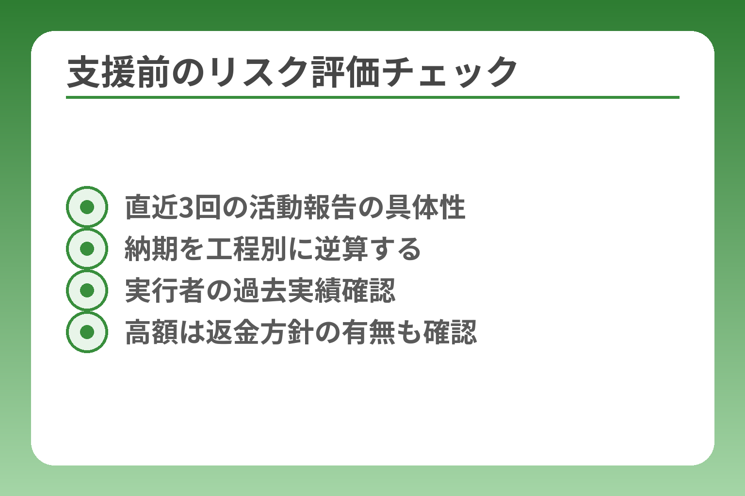 支援前のリスク評価チェック