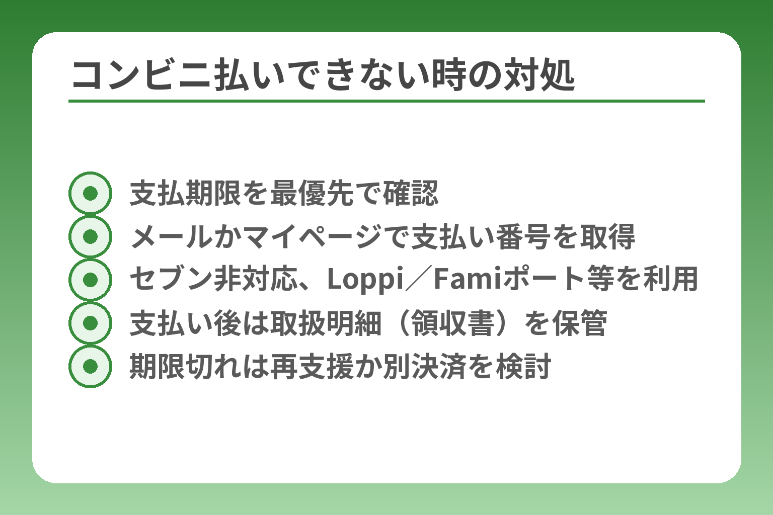 コンビニ払いできない時の対処