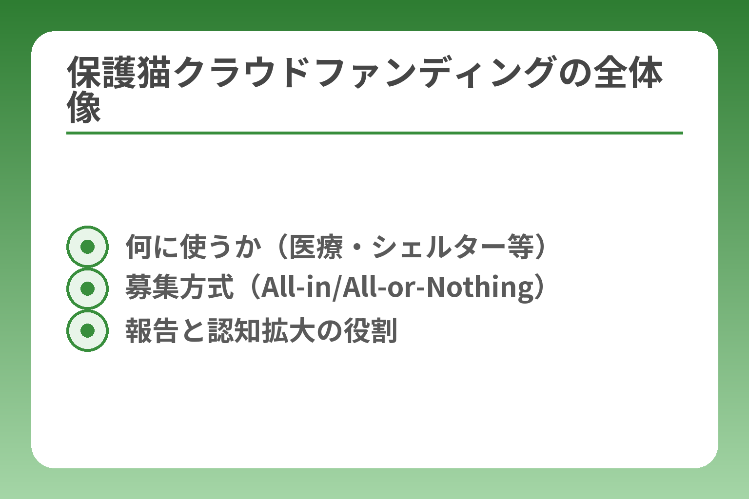 保護猫クラウドファンディングの全体像