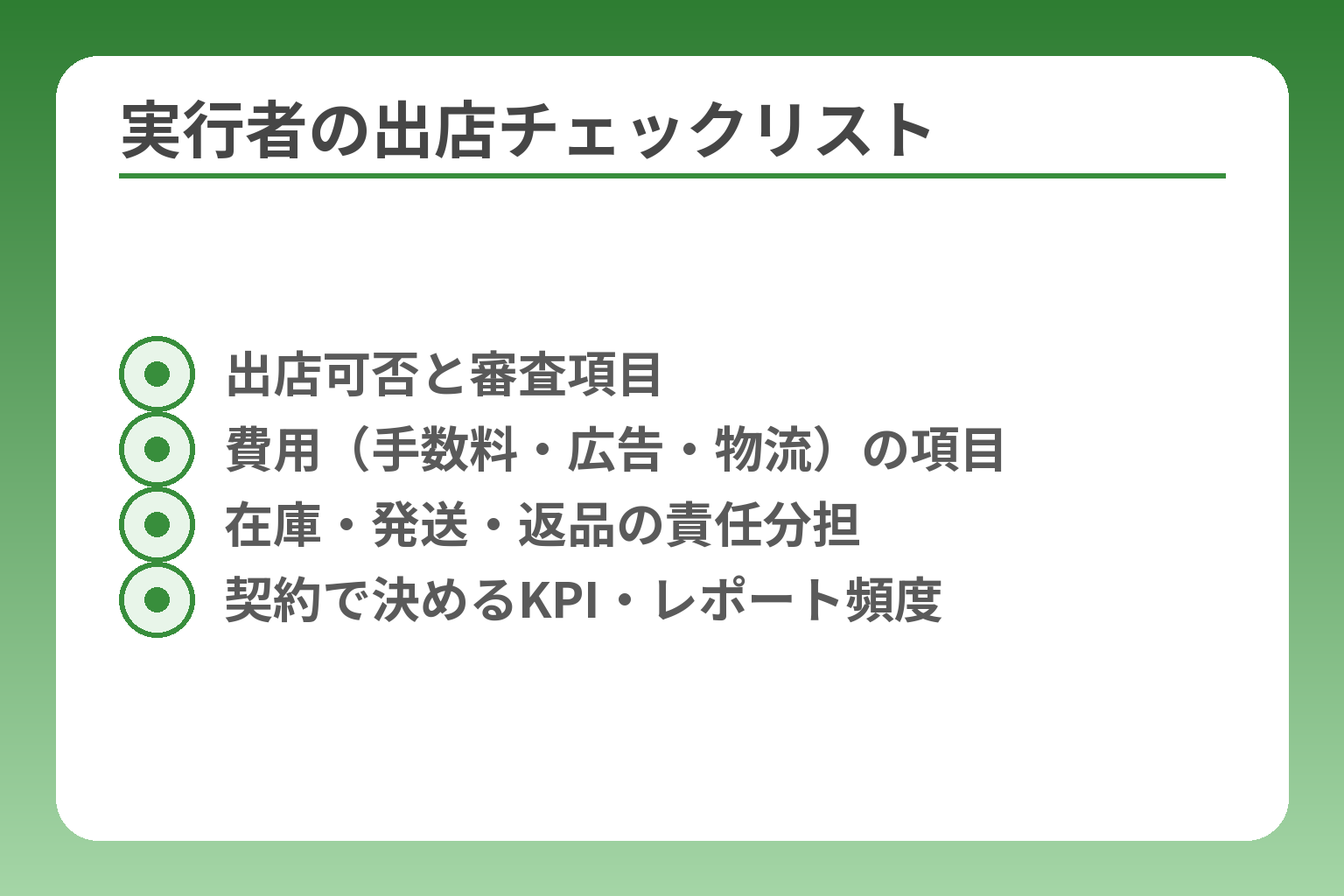 実行者の出店チェックリスト