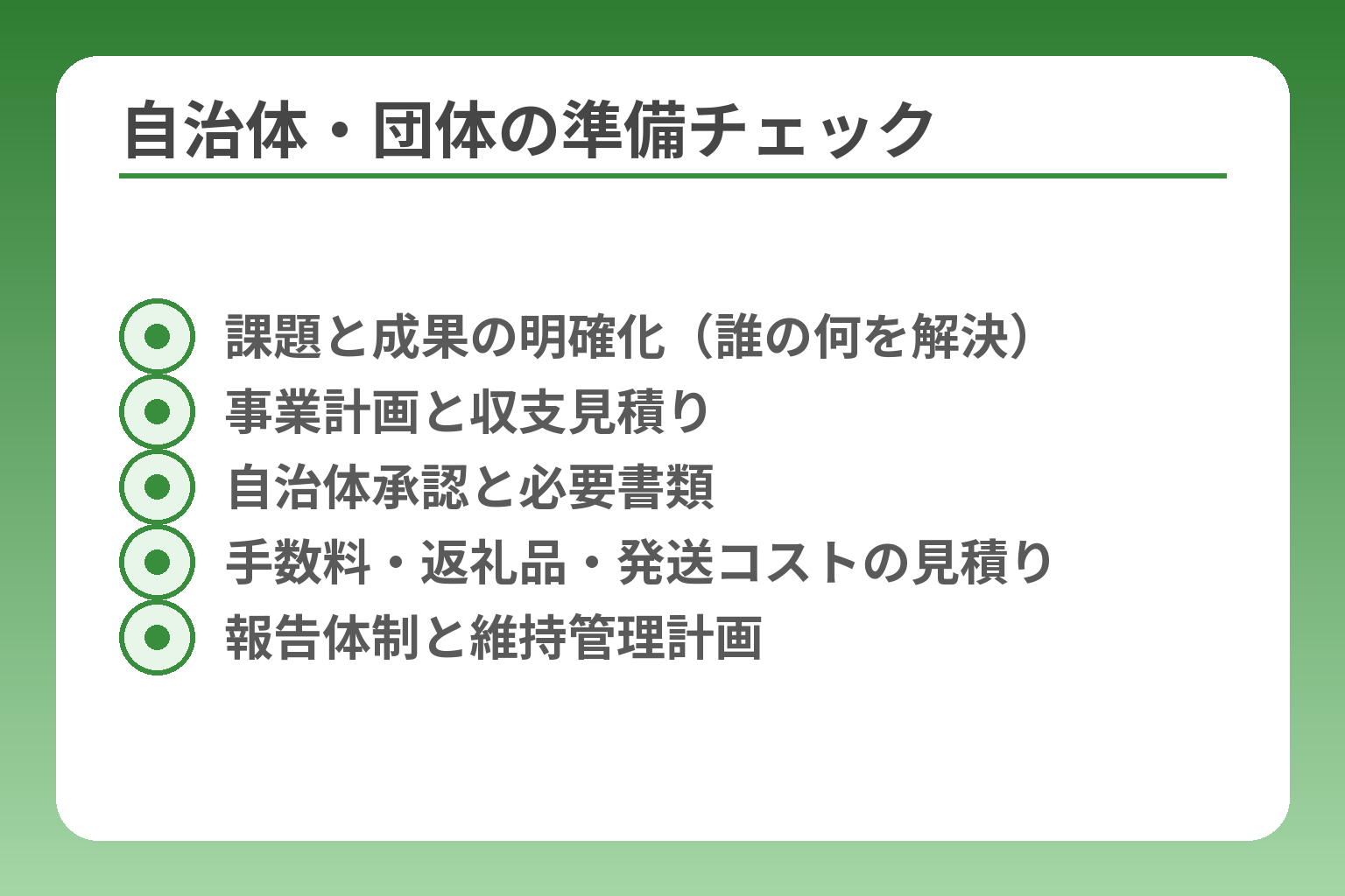 自治体・団体の準備チェック