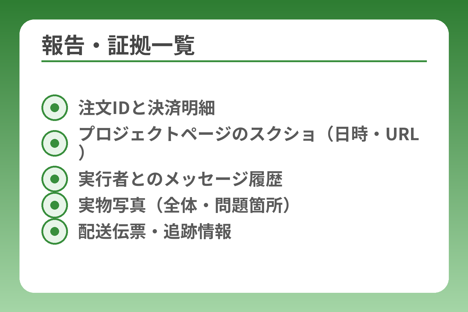 報告・証拠一覧