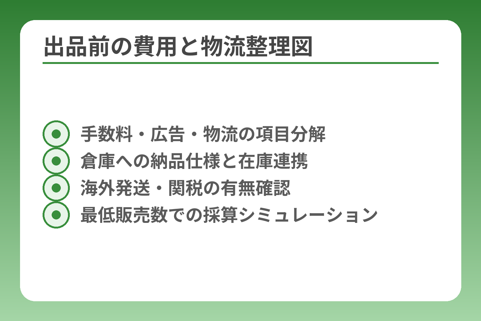 出品前の費用と物流整理図