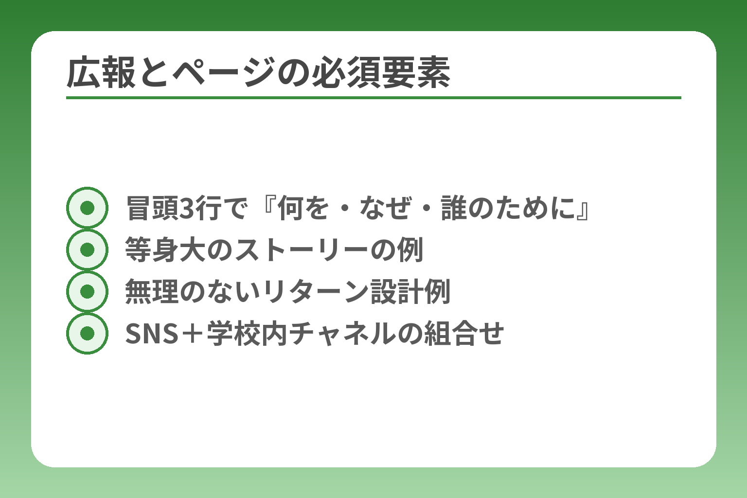 広報とページの必須要素