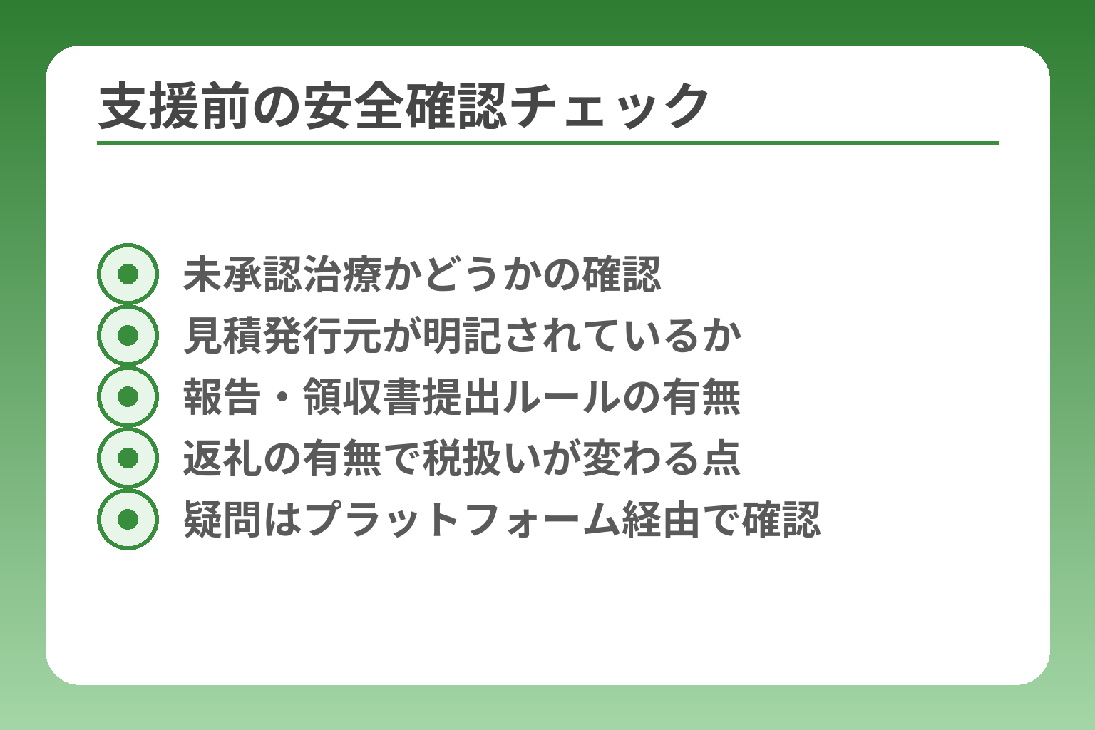 支援前の安全確認チェック