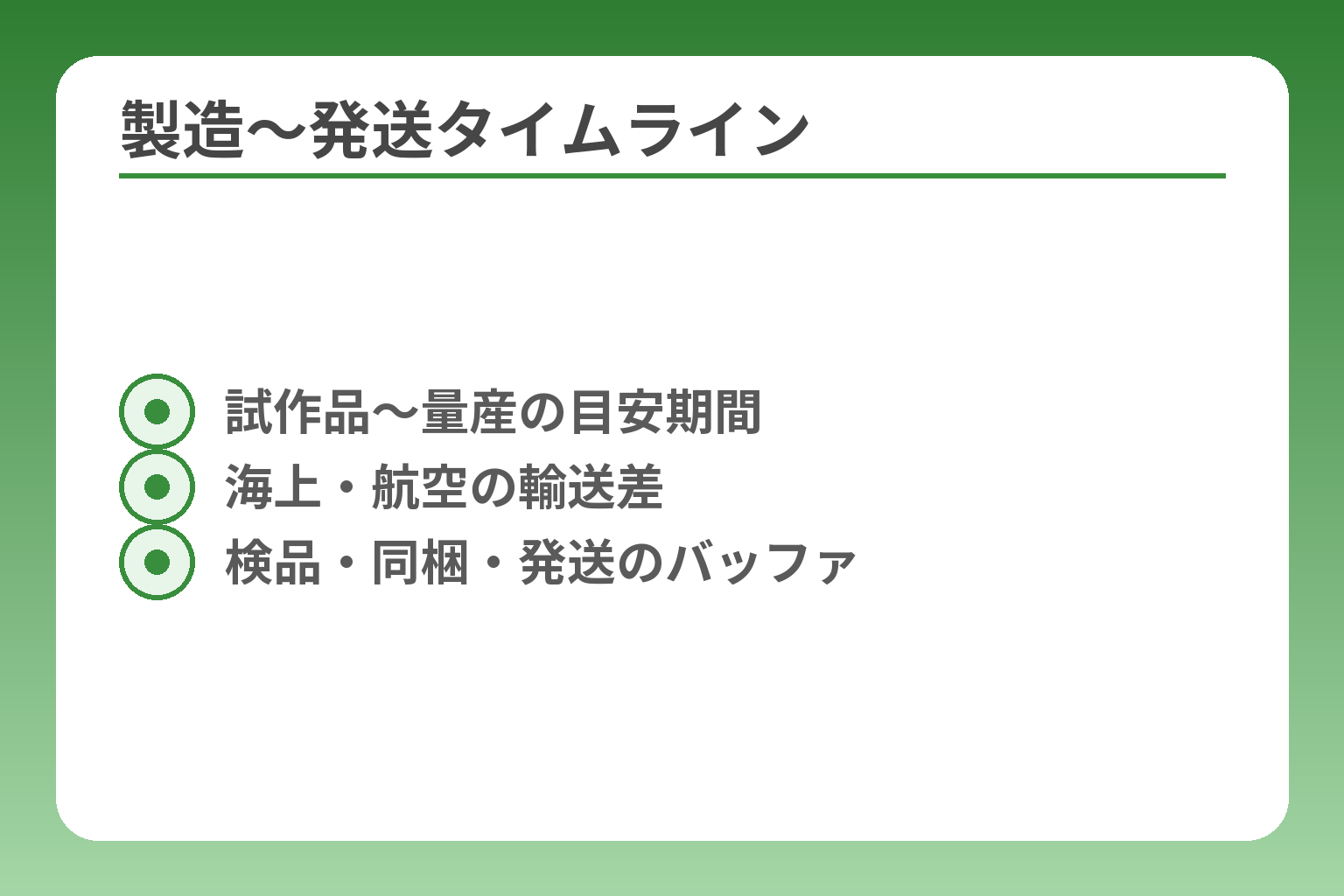 製造〜発送タイムライン