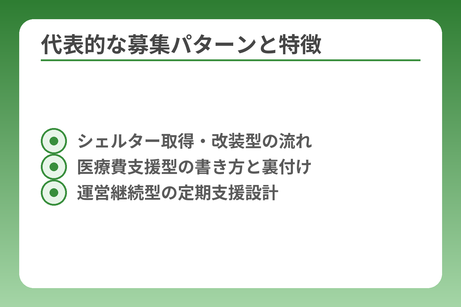 代表的な募集パターンと特徴