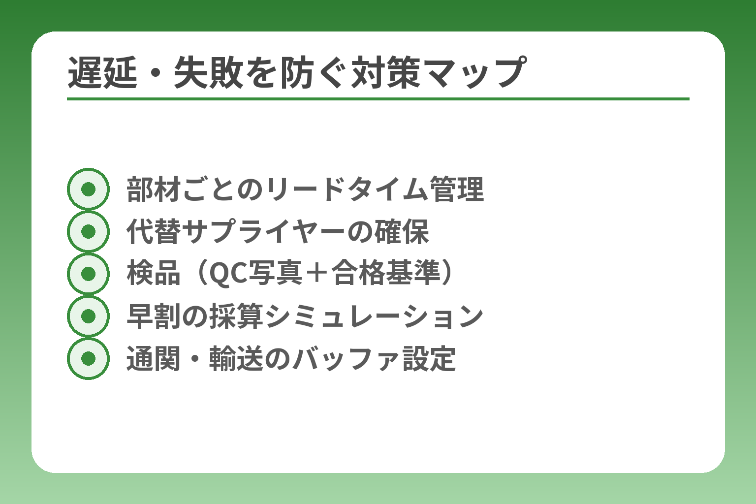 遅延・失敗を防ぐ対策マップ