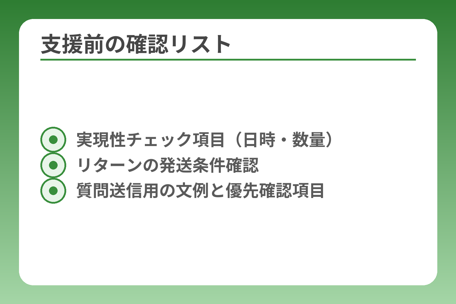 支援前の確認リスト