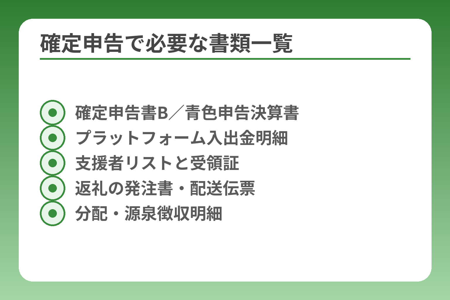 確定申告で必要な書類一覧