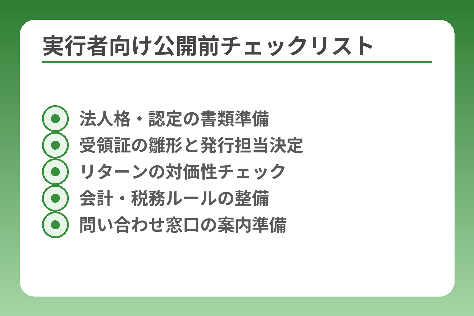 実行者向け公開前チェックリスト