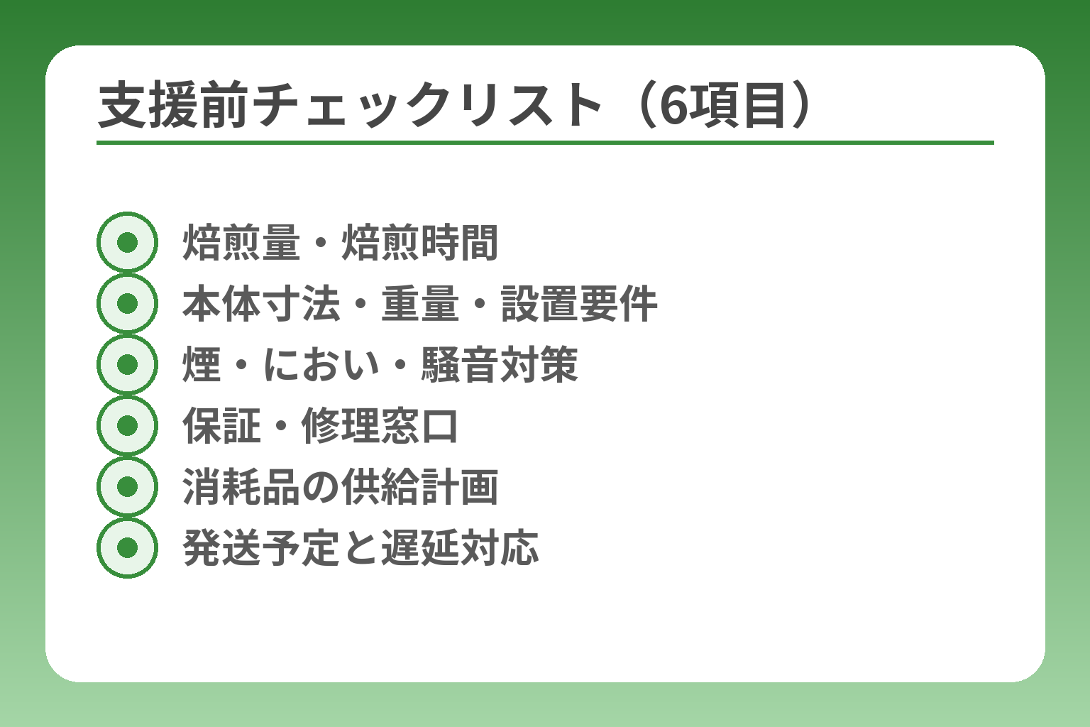 支援前チェックリスト（6項目）